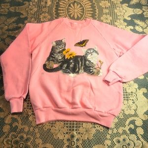 VTG single stitch kittens cat Jerzees sweat shirt